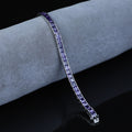 Silver Square Amethyst Tennis Bracelet, Silver Rhodium Tennis Bracelet, Men Luxury Tennis Chain, Purple Gemstone Tennis Bracelet