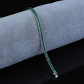 925 Silver Square Emerald Tennis Bracelet, Unisex Emerald Diamond Bracelet, Mens Luxury Green Bracelet, Anniversary Gift, Perfect Gift