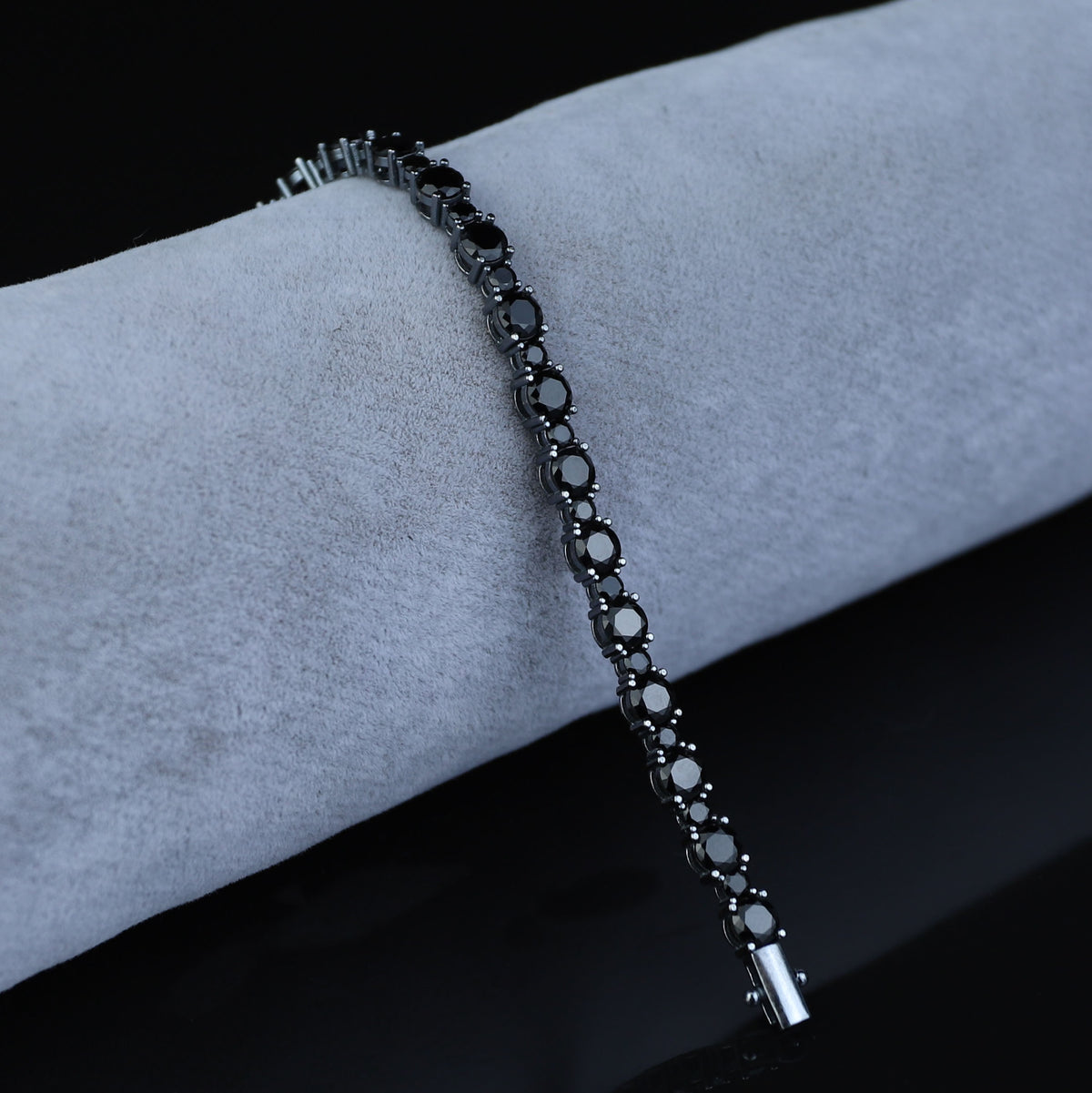 925 Silver Black Diamond Tennis Bracelet, Men Round Diamond Bracelet, Elegant Diamond Bracelet, Luxury Diamond Tennis Bracelet
