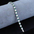 925 Men Silver Emerald Diamond Bracelet, Luxury Green Tennis Chain Bracelet, Men Emerald Diamond Tennis Bracelet, Elegant Bracelet