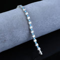925 Silver Turquoise Tennis Bracelet, Men Round Turquoise Gemstone Bracelet, Diamond Turquoise Tennis Bracelet