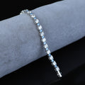 Men Silver Luxury Aquamarine Bracelet, Round Aquamarine Tennis Bracelet, Elegant Men Tennis Link Bracelet, 3MM Round Tennis