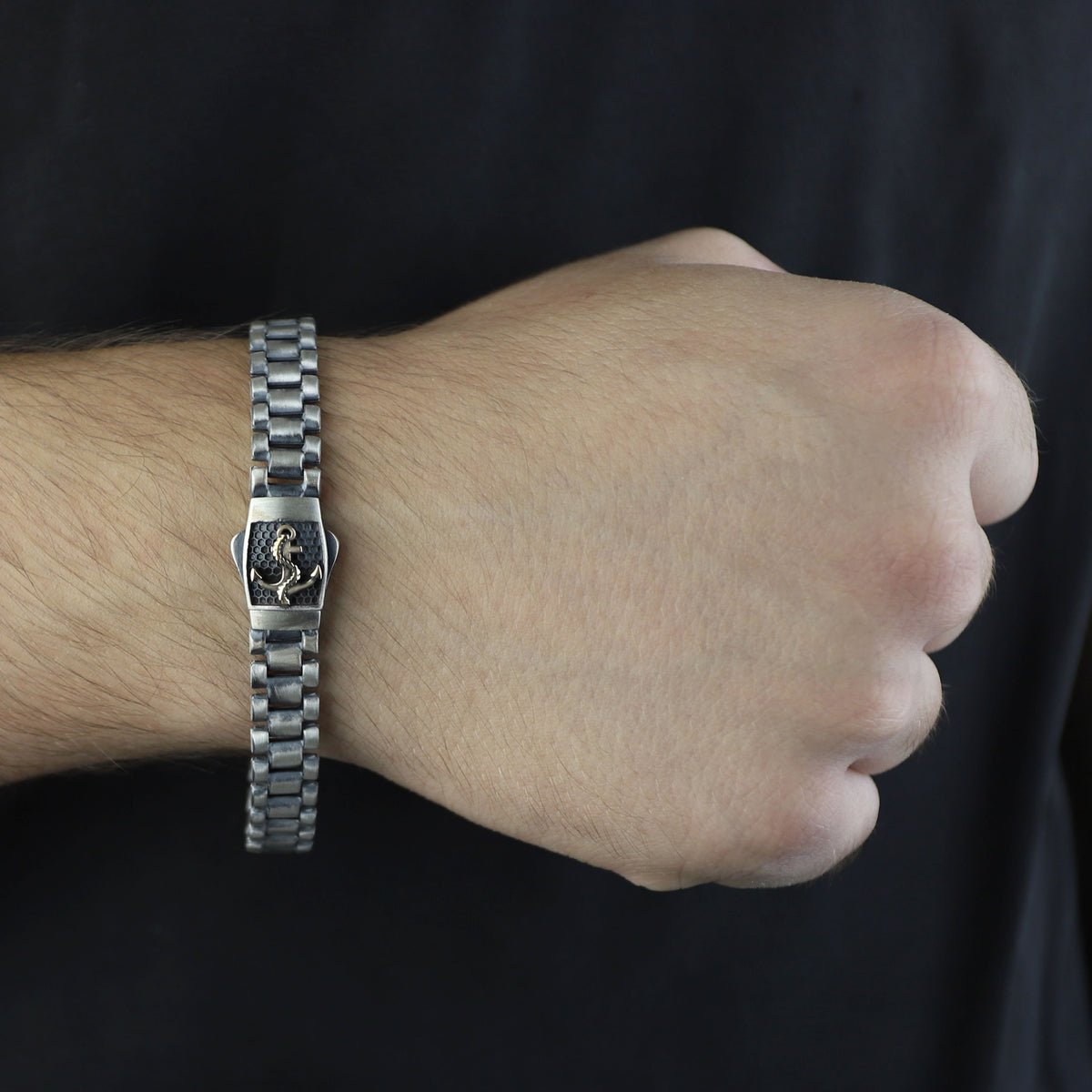 925 Sterling Silver Watch Band Bracelet, Anchor Figured Watch Band Bracelet, 10MM Chain Bracelet, Modern Bracelet For Men