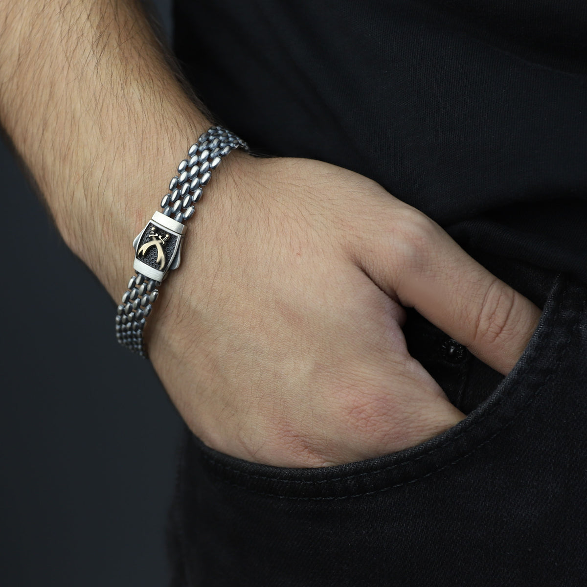 925 Silver King Chain Zulfiqar Sword Bracelet, Chain Hz Ali Sword Bracelet, Silver Sword Bracelet, Handmade Men Bracelet