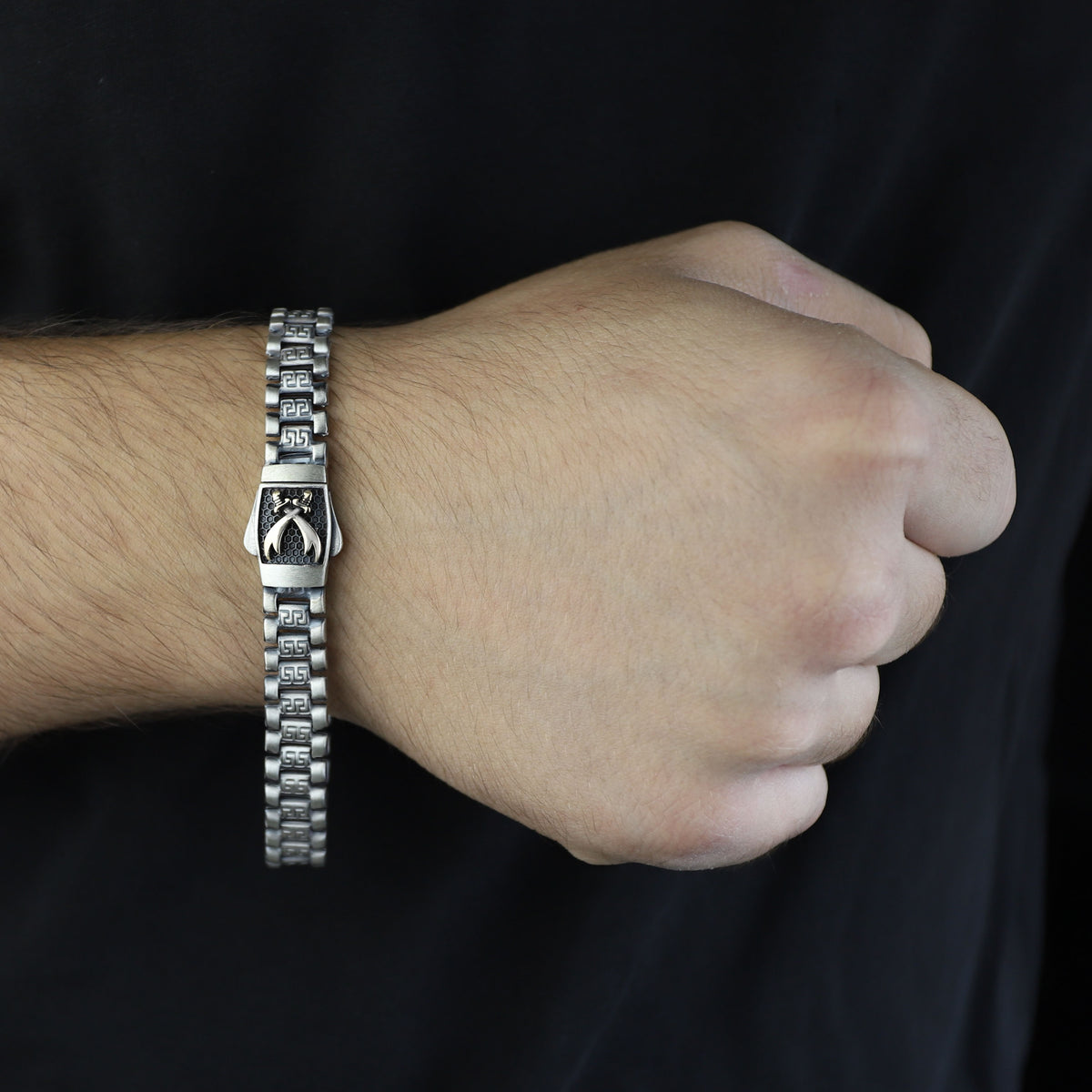 Silver Zulfiqar Sword Bracelet, Greek Style Chain Sword Bracelet, Hz Ali Zulfiqar Bracelet, King Chain Bracelet, 925 Sterling Silver