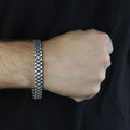 925 Silver Watch Band Chain Bracelet, Greek Style Solomon Signet Bracelet, Oxide Silver Bracelet, Gourmet Cuban Link Silver Bracelet