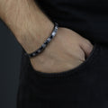Men Silver Square Diamond Bracelet, Elegant Black And White Diamond Bracelet, Mens Black Diamond Bracelet, Perfect Men Gift, 925 Silver