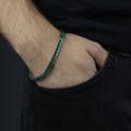 925 Silver Square Emerald Tennis Bracelet, Square Cut Green Stone Tennis Bracelet, Men Emerald Diamond Tennis Bracelet, Elegant Bracelet