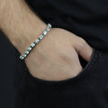 925 Men Silver Emerald Diamond Bracelet, Luxury Green Tennis Chain Bracelet, Men Emerald Diamond Tennis Bracelet, Elegant Bracelet