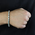 925 Men Silver Emerald Diamond Bracelet, Luxury Green Tennis Chain Bracelet, Men Emerald Diamond Tennis Bracelet, Elegant Bracelet
