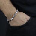 Silver Round Sapphire Bracelet, Men Luxury Blue Sapphire Bracelet, Elegant Sapphire Tennis Bracelet, Unisex Tennis Chain