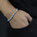 925 Silver Turquoise Tennis Bracelet, Men Round Turquoise Gemstone Bracelet, Diamond Turquoise Tennis Bracelet