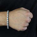 925 Silver Turquoise Tennis Bracelet, Men Round Turquoise Gemstone Bracelet, Diamond Turquoise Tennis Bracelet