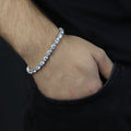 Men Silver Luxury Aquamarine Bracelet, Round Aquamarine Tennis Bracelet, Elegant Men Tennis Link Bracelet, 3MM Round Tennis