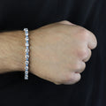 Men Silver Luxury Aquamarine Bracelet, Round Aquamarine Tennis Bracelet, Elegant Men Tennis Link Bracelet, 3MM Round Tennis