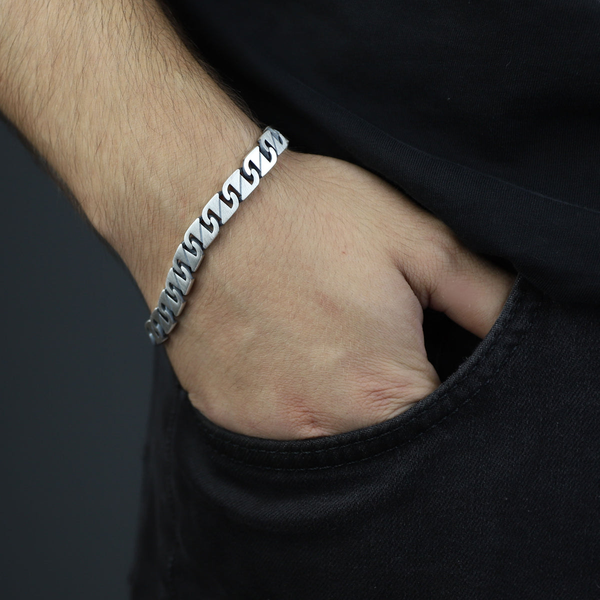 Silver 8MM Curb Chain Bracelet, Elegant Men Chain Bracelet, Cuban Link Chain Bracelet, Perfect Men's Bracelet