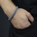 925 Silver Foxtail Stone Chain Bracelet,Elegant 8MM Oxidized Chain Bracelet, Men Foxtail Chain Bracelet, Black Onyx Stone Bracelet