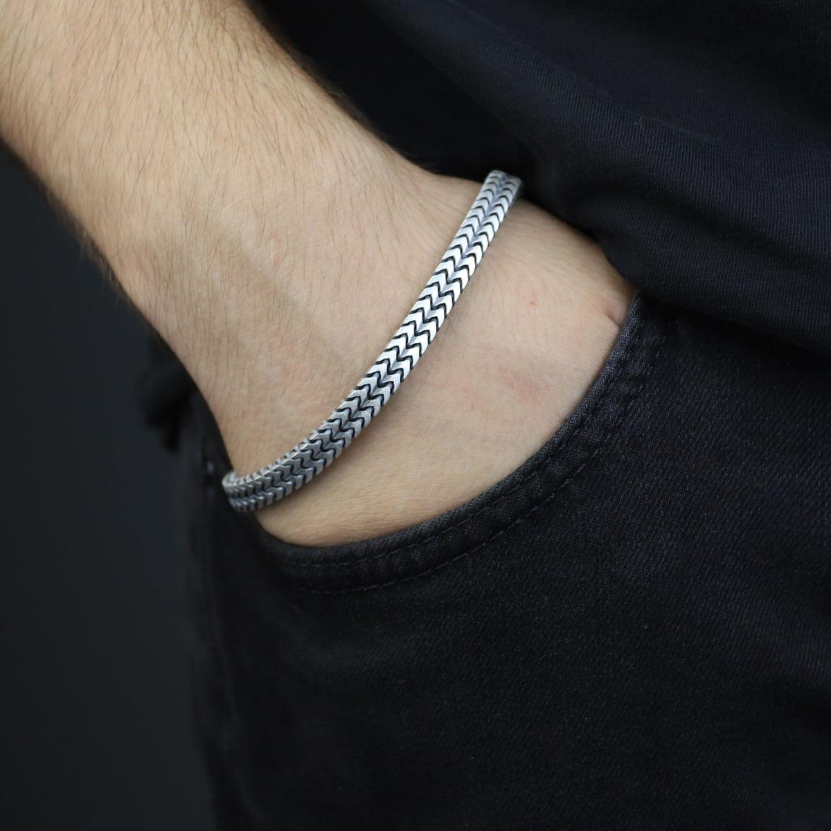 925 Solid Silver Franco Chain Bracelet, 7MM Double Franco Chain, Handmade Chain Bracelet Foxtail Link Bracelet