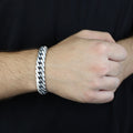 Silver 12MM Curb Chain Bracelet, Elegant Men Solid Chain Bracelet, Cuban Link Chain Bracelet, Perfect Men's Bracelet, 925 Silver