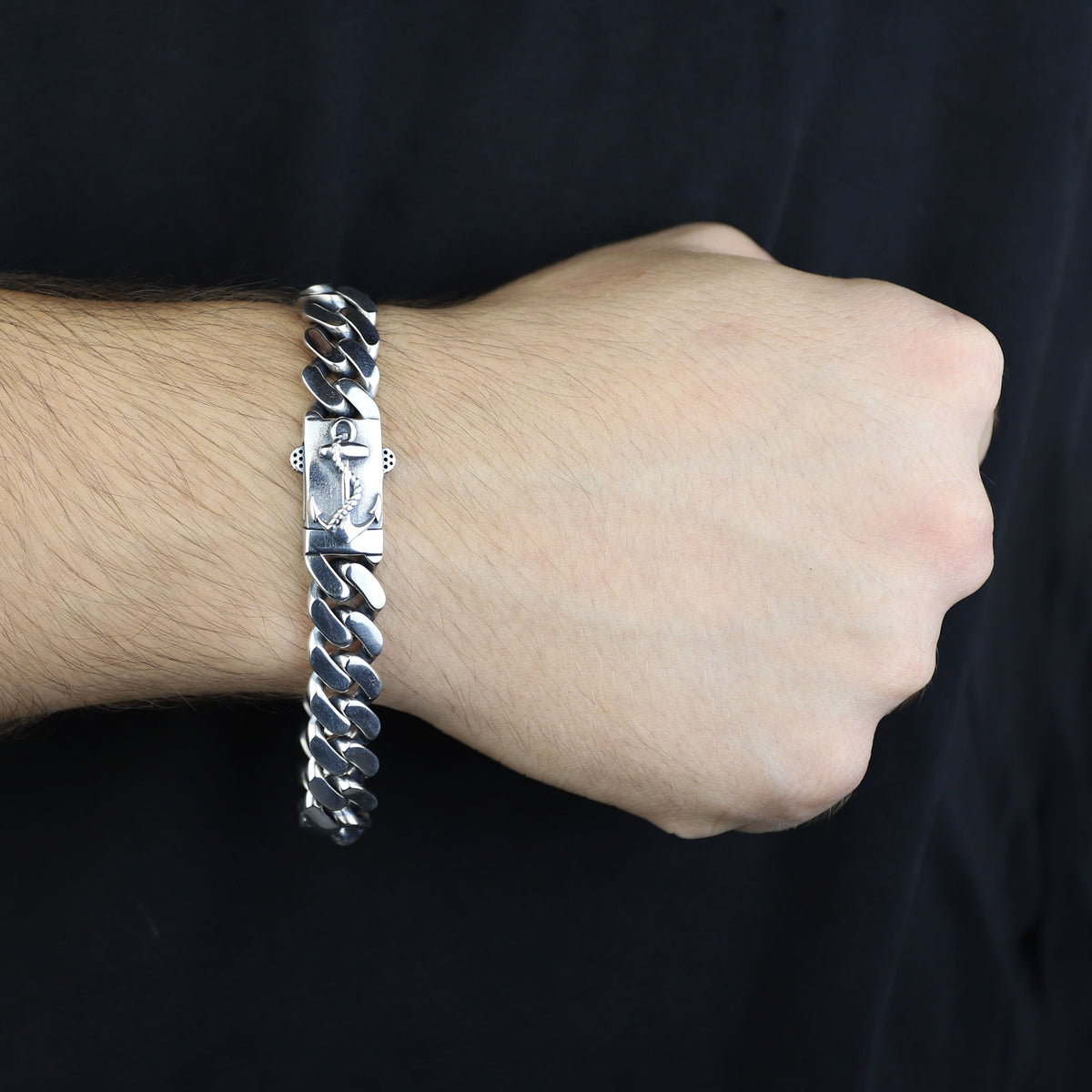 Silver 10MM Cuban Chain Bracelet, Anchor Cuban Chain Men Bracelet, 10MM Cuban Chain Bracelet, Perfect Men's Bracelet, 925 Solid Silver