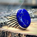Silver Handmade Ottoman Style Lapis Gemstone Men Ring
