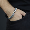 Silver 10MM Engraved Chain Bracelet, Men Curb Chain Bracelet, Cuban Link Chain Bracelet, Perfect Men's Bracelet, Gift For Men