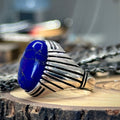 Silver Handmade Ottoman Style Lapis Gemstone Men Ring