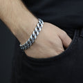 Silver 12MM Handmade Chain Bracelet, Elegant Men Chain Bracelet,Cuban Link Chain Bracelet, Perfect Men's Bracelet, Gift For Men