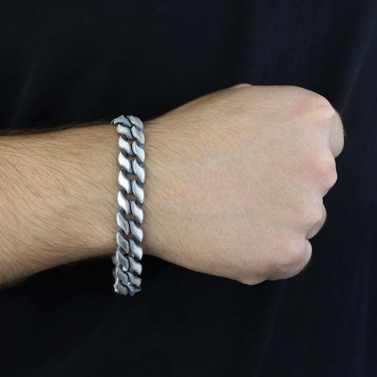 Silver 12MM Handmade Chain Bracelet, Elegant Men Chain Bracelet,Cuban Link Chain Bracelet, Perfect Men's Bracelet, Gift For Men