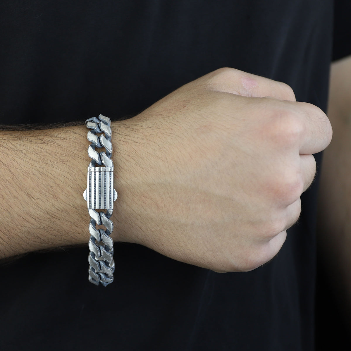 Silver 12MM Handmade Chain Bracelet, Elegant Men Chain Bracelet,Cuban Link Chain Bracelet, Perfect Men's Bracelet, Gift For Men