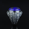 Men Handmade Engraved Natural Lapis Lazuli Gemstone Ottoman Style Ring