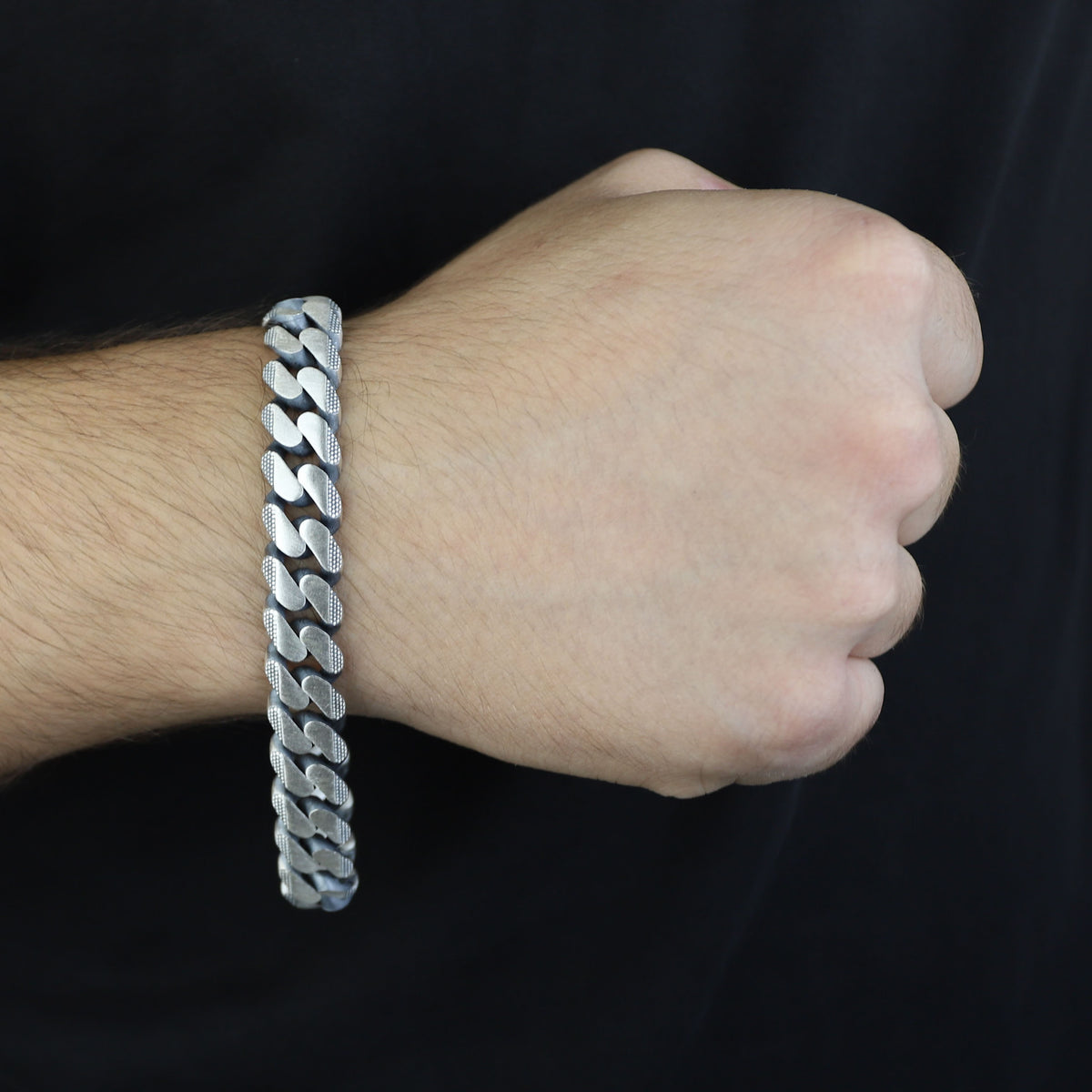Solid 925 Sterling Silver Bracelet, 10mm Engraved Curb Chain Bracelet, Handmade Chain Bracelet