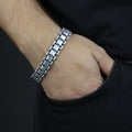 925 Silver Solid Heavy Chain Bracelet, Biker Heavy Chain Bracelet, 12MM Cuban Link Chain Bracelet, Handmade Men Chain