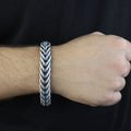925 Men Silver Chain Bracelet, 12MM Braided Oxized Solid Silver Chain, Onyx Men Chain Heavy Bracelet, Bracelets For Men, 925 Silver