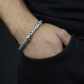 925 Solid Silver Curb Chain Bracelet, 5MM Franco Chain Bracelet, Onyx Stone Chain Curb Bracelet, Unique Men Chain Gift Bracelet
