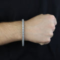 925 Solid Silver Curb Chain Bracelet, 5MM Franco Chain Bracelet, Onyx Stone Chain Curb Bracelet, Unique Men Chain Gift Bracelet