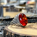 Men Handmade Amber Baltic Gemstone Ring