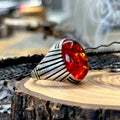 Men Handmade Amber Baltic Gemstone Ring