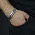 925 Silver Black Onyx Chain Bracelet, 15MM Silver Curb Chain Bracelet, Natural Onyx Gourmet Chain Bracelet
