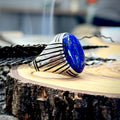 Men Handmade Natural Lapis Lazuli Stone Ring