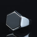 Mens Hexagon Onyx Signet Ring, Black Onyx Stone Ring, Modern Silver Men Ring, Classic Signet Ring, 925k Sterling Silver Ring, Gift For Him