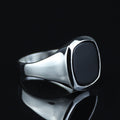 Sterling Silver Onyx Ring, Mens Signet Ring, Onyx Statement Ring, Onyx Square Signet Ring, Solid Silver Ring, 925k Sterling Silver Ring