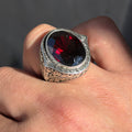 925 Silver Dark Ruby Stone Ring, Vintage Red Gemstone Men Ring, Garnet Gemstone Ring, Mens Turkish Handmade Ring, 925 Sterling Silver