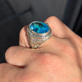 925 Silver Aquamarine Stone Ring, Men Aquamarine Stone Ring, Vintage Men Ring, Turkish Ottoman Men Ring , 925k Sterling Silver Ring