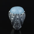 925 Men Handmade Silver Natural Aquamarine Gemstone Ring