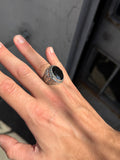 925 Silver Black Stone Silver Ring, Ottoman Style Man Ring, Engraved Zircon Men's Ring, Zircon Stone Ring, 925k Sterling Silver Ring