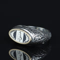925 Sterling Silver Men’s Arabic Calligraphy Signet Ring, Oval Engraved Statement Ring, Vintage Islamic Style Ring, Intricate Floral Filigree Design