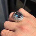 925 Silver Mystic Topaz Silver Ring, Colorless Topaz Stone Ring, Engraved Handmade Ring, Turkish Handmade Silver Ring, Gift For Men