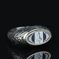 925 Sterling Silver Men’s Arabic Calligraphy Signet Ring, Oval Engraved Statement Ring, Vintage Islamic Style Ring, Intricate Floral Filigree Design