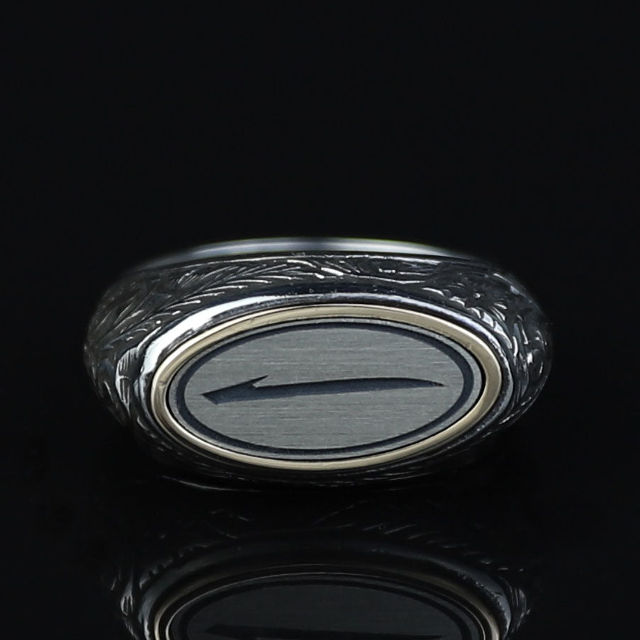 925 Sterling Silver Men’s Arabic Alif Letter Signet Ring, Vintage Engraved Oval Ring, Islamic Style Statement Ring,